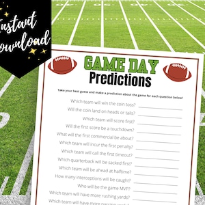 Football Predictions Party Game: Printable Tailgate Idea (PDF)
