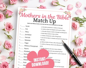 Mothers in the Bible Matching Game, Mother's Day Printable (PDF)