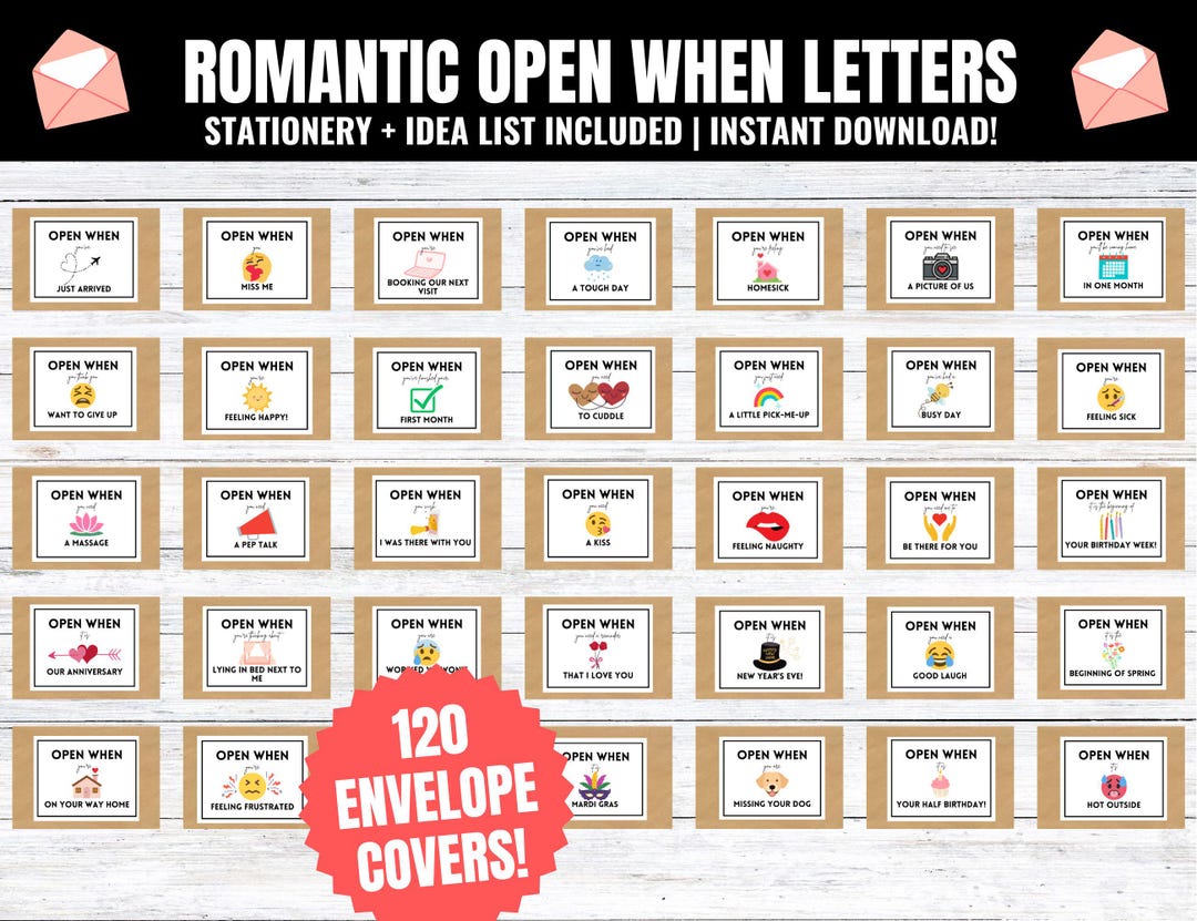 Read This When Romantic Open When Letter Kit: 120 Envelope Covers & Stationery (PDF ...