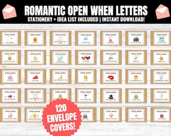 Romantic Open When Letter Kit: 120 Envelope Covers & Stationery (PDF Download