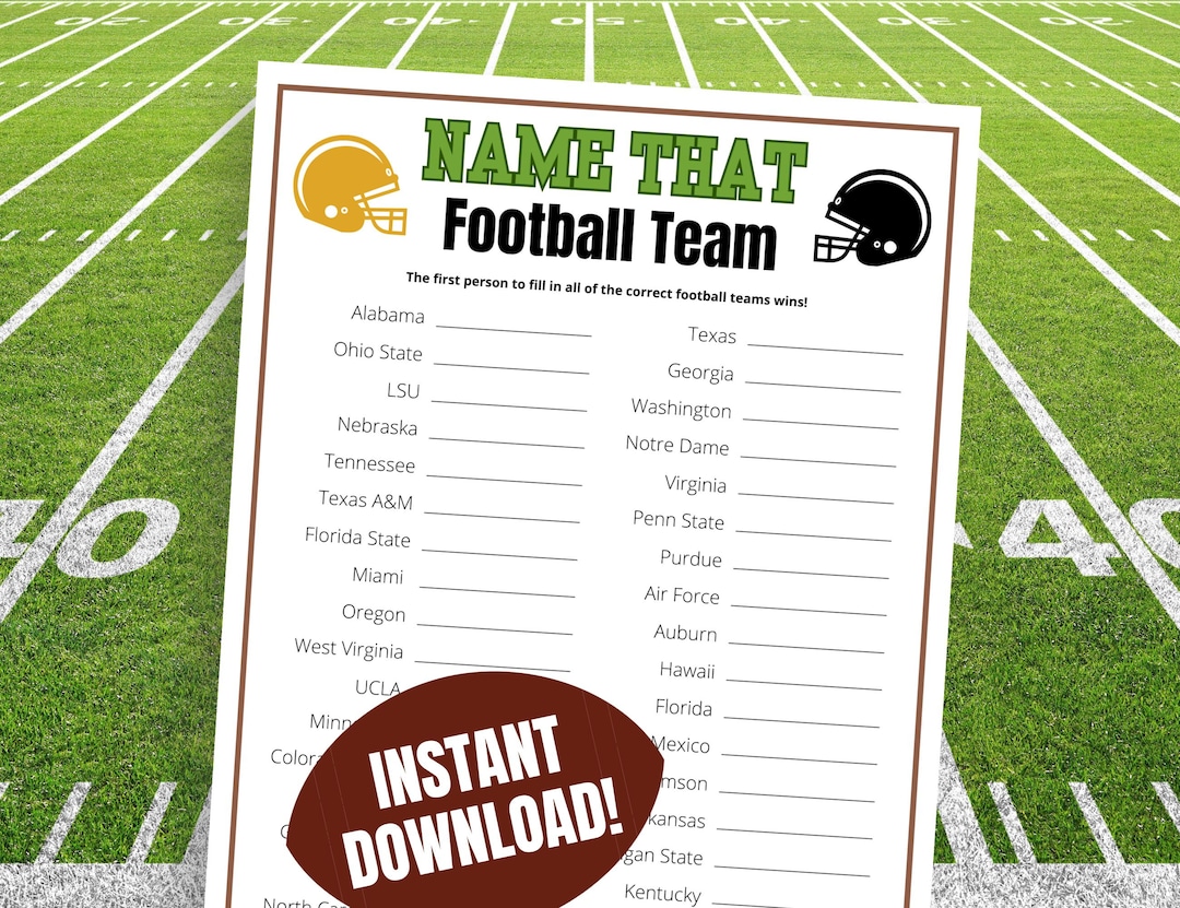 College Football Name That Team Game, College Football Party Game