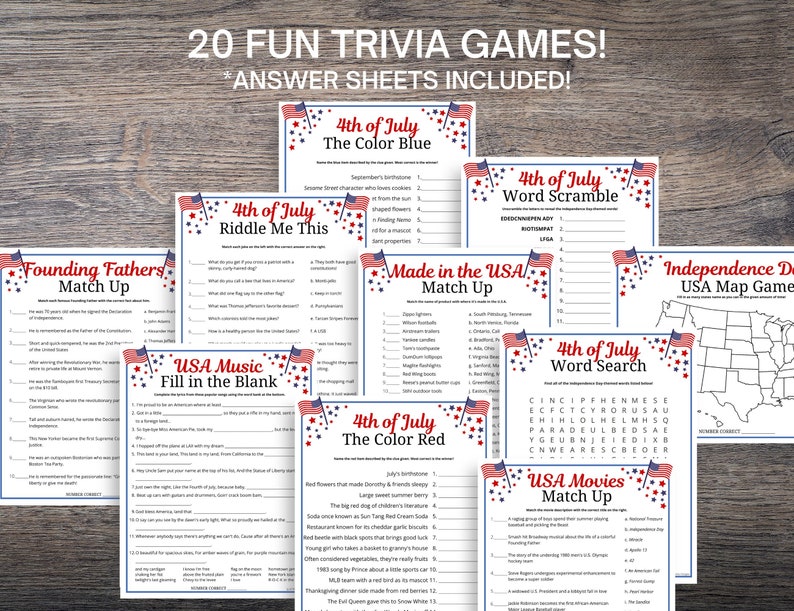 4th of July Trivia Games Bundle: Patriotic Printable Quizzes (Digital Download) image 5