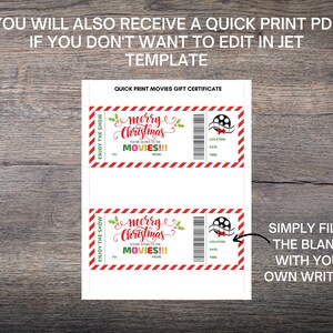 Christmas Movie Theater Gift Certificate, Christmas Movie Theater ...