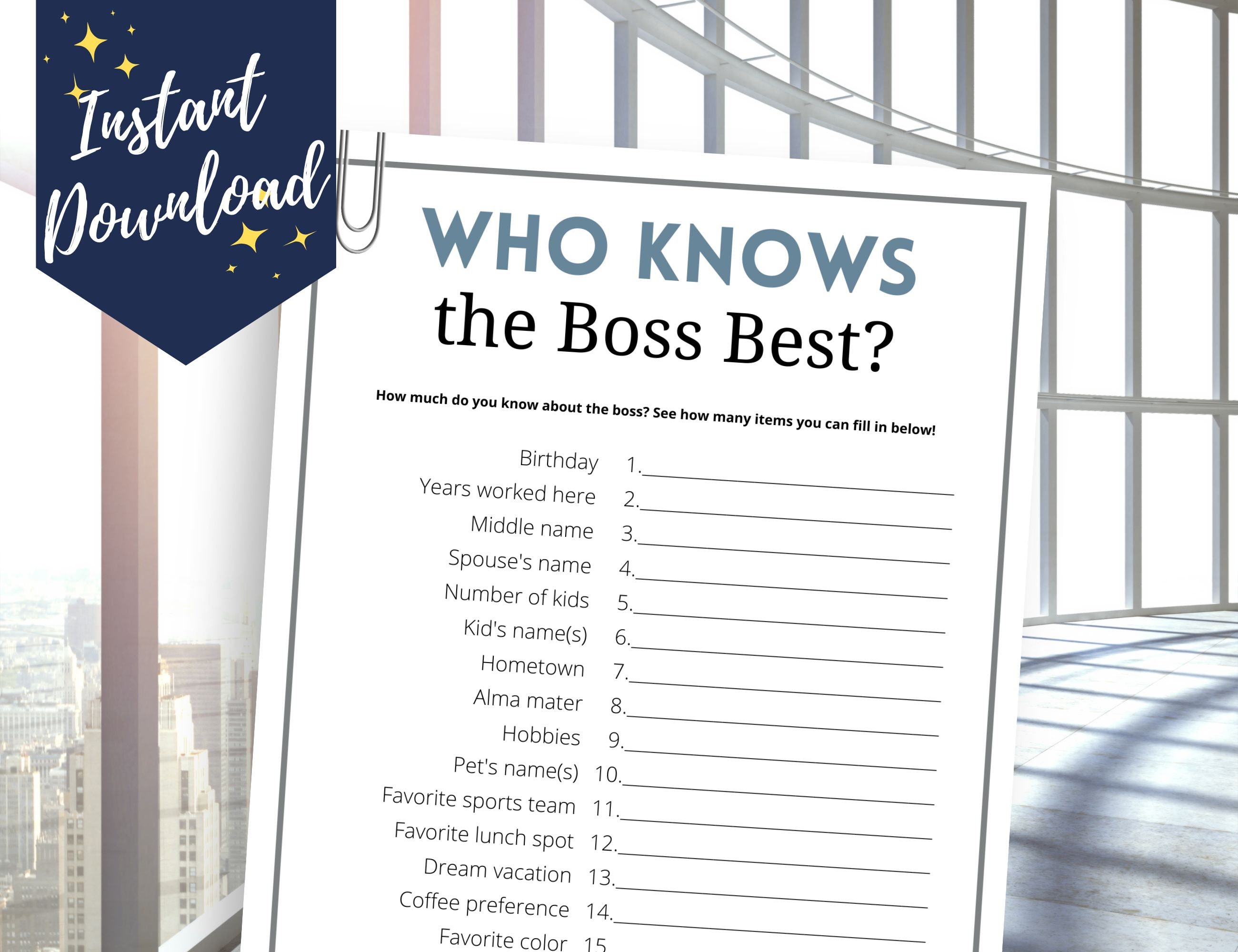 Who Knows the Boss Best Office Party Game Fun Work Game for Etsy