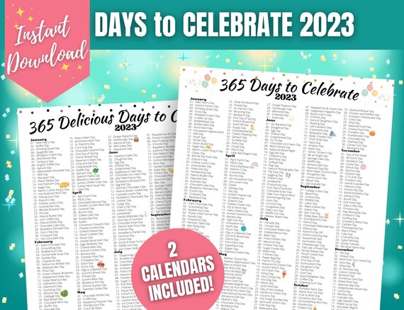 National Holidays Calendar BUNDLE, Days to Celebrate 2023, National Fun  Days 2023 Printable Calendar, National Food Days, Social Media Plan - Etsy  Israel