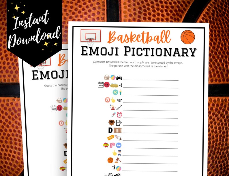 Basketball Emoji Pictionary Game Fun Emoji Game for Etsy