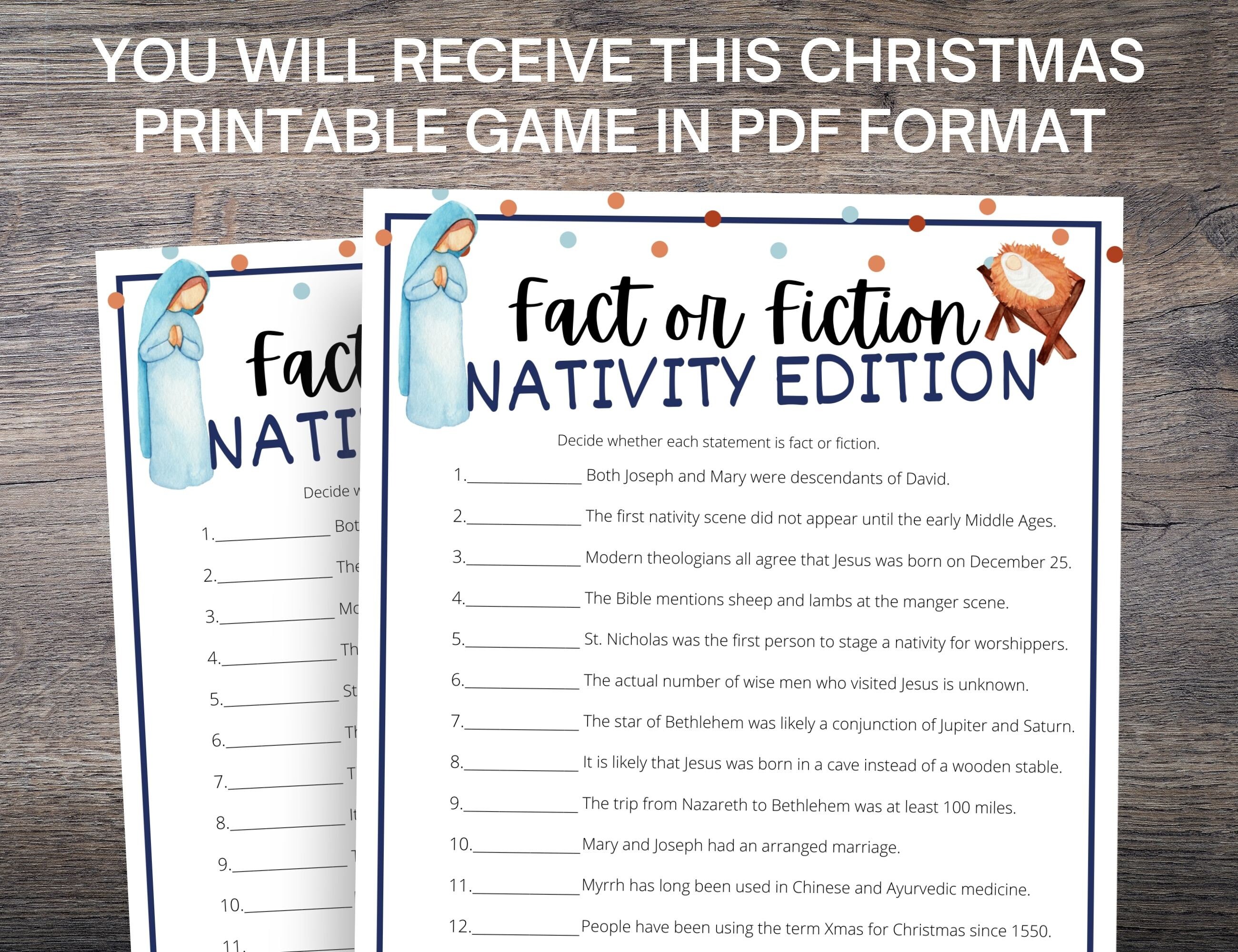 Christmas Nativity Trivia Game: Fact or Fiction (instant Download) - Etsy
