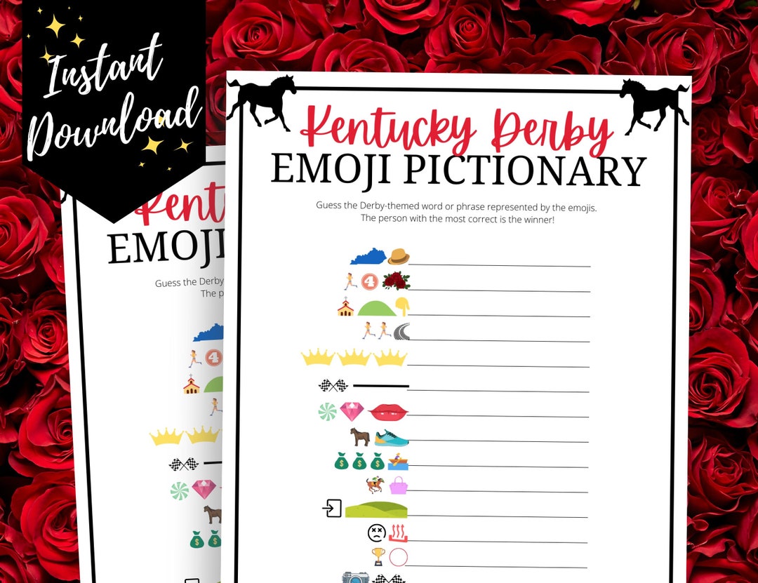 Kentucky Derby Emoji Pictionary Game, Fun Kentucky Derby Party Emoji