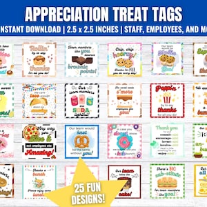 Employee Appreciation Treat Tags: 25 Designs (PDF)