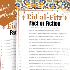 Eid Al-fitr Fact or Fiction Game: Fun Quiz (printable PDF) - Etsy
