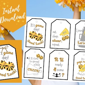 Cheerleading Treat Tags: Cheer Squad Goodie Bag Tags (PDF)