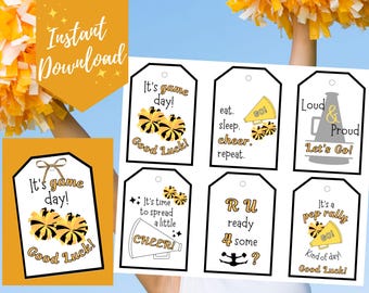 Cheerleading Treat Tags: Cheer Squad Goodie Bag Tags (PDF)