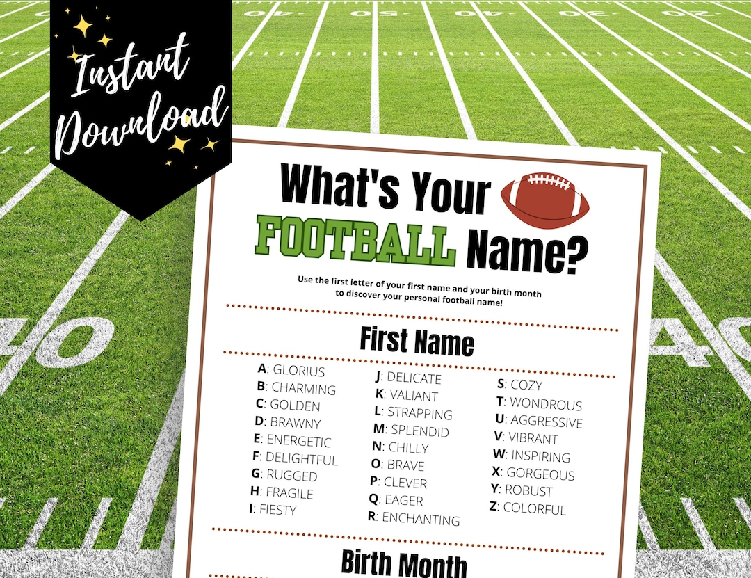 What's Your Football Name, Funny Football Party Game for Adults, Kids