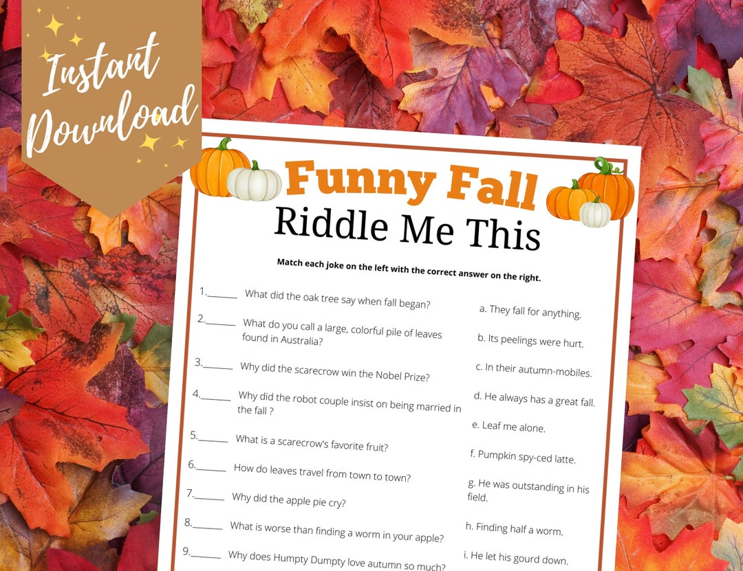 Fall Riddle Me This Game, Fun Fall Jokes for Kids, Teens, Adults