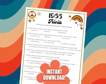 1966 Trivia-spel: Quiz för 60-årsdag eller jubileumsfest (Direkt nedladdning)
