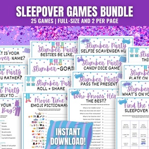 Slumber Party Games MEGA Bundle: 25 Fun Printable Pajama Party Activities (PDF)