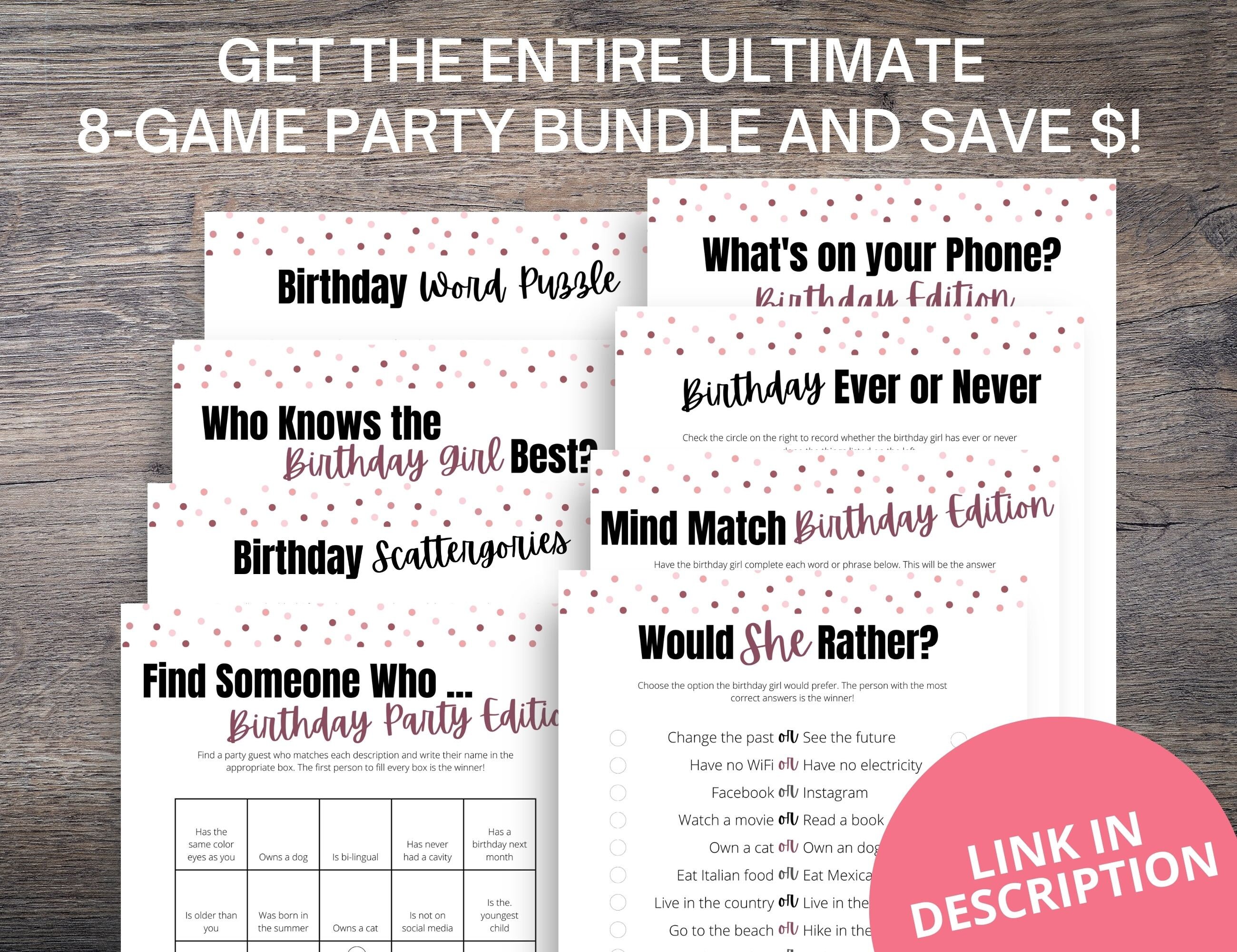 Birthday Scattergories Game for Her Printable Birthday Party - Etsy