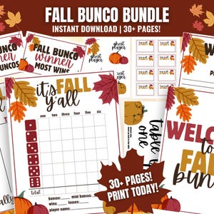 Fall Bunco MEGA Bundle: Printable Autumn Game Night (Digital Download)