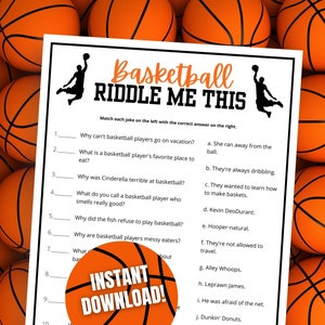 Basketball Riddle Game: Basketball-themed Jokes Party Activity (Digital Download)