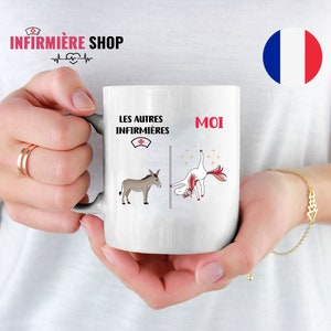Mug infirmière Cadeau collègue infirmière licorne humour Tasse collègue infirmière personnalisée drôle