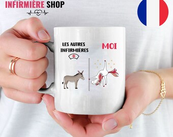 Mug infirmière Cadeau collègue infirmière licorne humour Tasse collègue infirmière personnalisée drôle