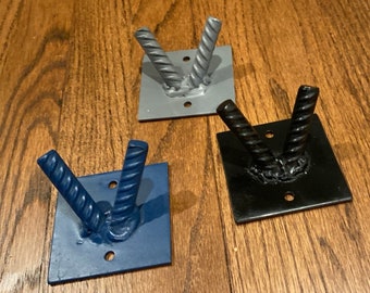 Rebar coat rack wall mounted (2 Stud) wall hanger heavy duty