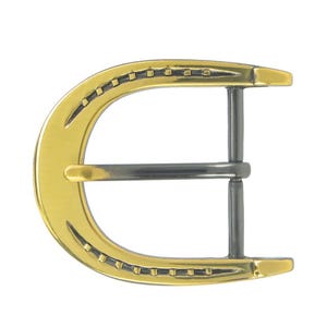 1” & 1-1/2” Horseshoe Stirrup Heel Buckle. Antique Brass.  Equestrian style Hardware Collection.