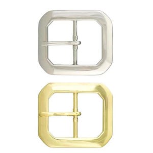 1-1/2” 38mm Clipped corner Double Buckle. Silver or Brass Plated finish. Buckles for Belts.