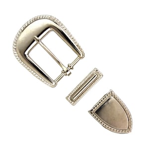 Jeu de boucles à bords en corde unie de 25 mm (1 po.) pour ceintures et travaux manuels du cuir. Argent antique.