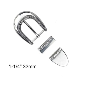 1-1/4” (32mm) Gaston Decorative Buckle set. Belts, bags and more. Western and baroque style Buckles for leather craft.