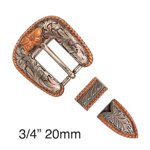 3/4” (19mm) Two Tone Decorative Buckle set. Belts, bags and more. Western and baroque style Buckles for leather craft.