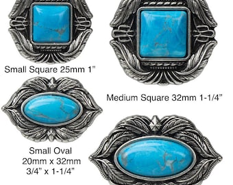 Del Sol Turquoise Concho Hardware Collection. Screw Back Conchos for Leather work, belts, horse tack and decoration.