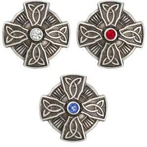 Celtic Crystal Cross Concho Assortment Hardware Collection. Screw Back Conchos for Leather work, belts, horse tack and decoration.