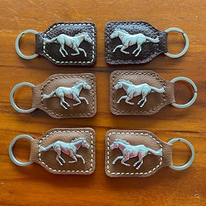 Handgemachte Leder Concho Schlüsselanhänger. Handgenäht.