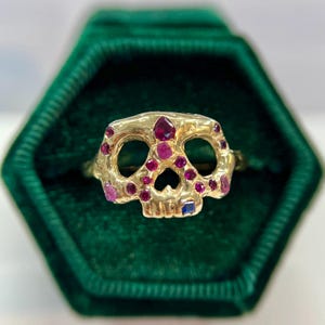 The Sapphire Skull Ring Handcrafted Custom Made To Order Designer Skull Ring, Momento Mori Ring