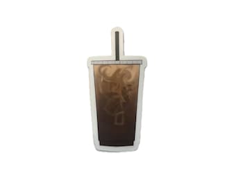 Iced Coffee Cup Sticker, Matte Waterproof Decal, Laptop Water Bottle Sticker