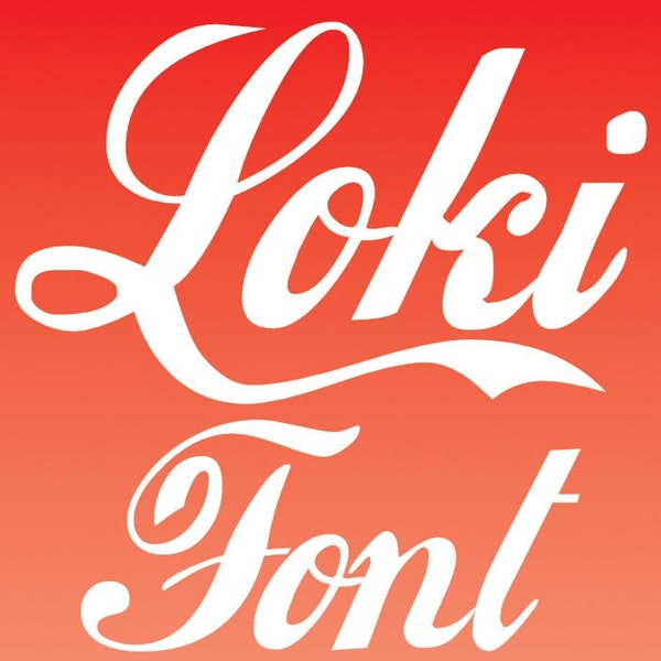 LOKI FONT Digital Downloadable Font Letters Alphabet Numbers Cursive Handwritten Font Custom Font Coca Cola Custom Font Thick TTF Font