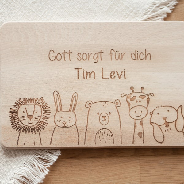 Kinderbrettchen, mit Tiermotiven, christlich