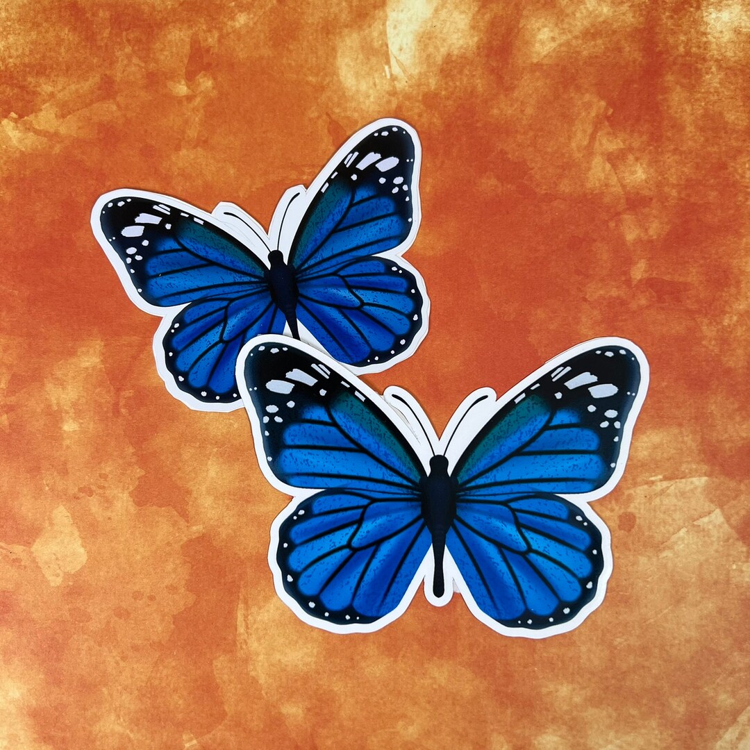 Blue Butterfly Stickers Simple and Cute Blue Butterfly Etsy