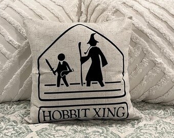 Hobbit Xing / Gandalf and Frodo / Lord of the Rings/ Pillow Cover / Nerd Pillows / Machine Washable