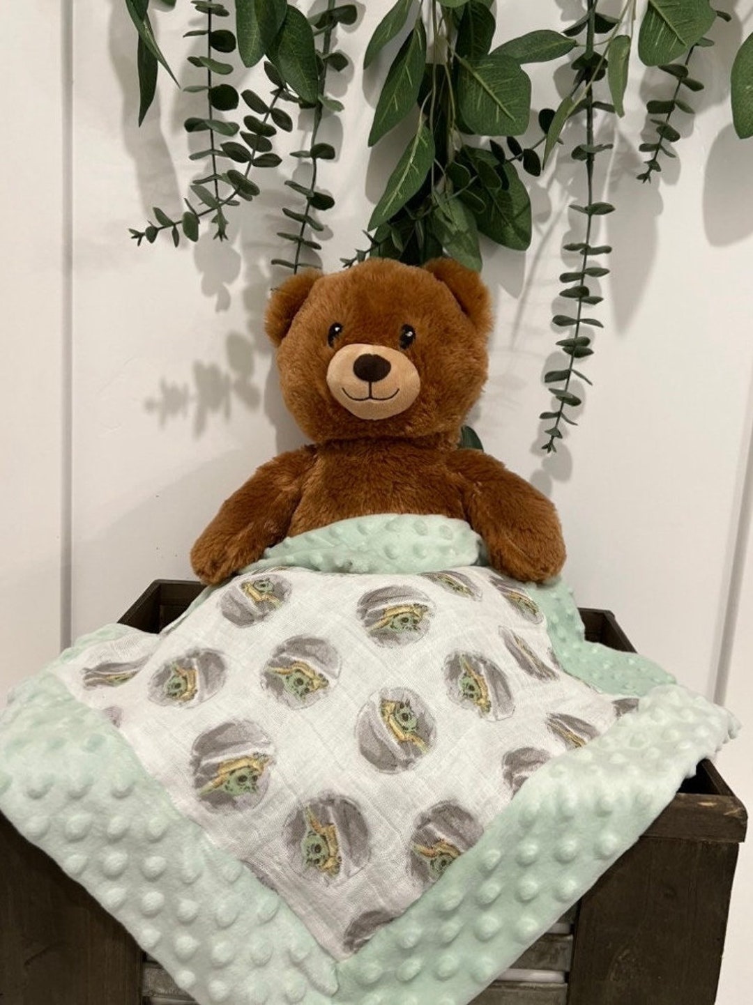 Baby Yoda Baby Lovey Minky Baby Blanket Grogu Etsy