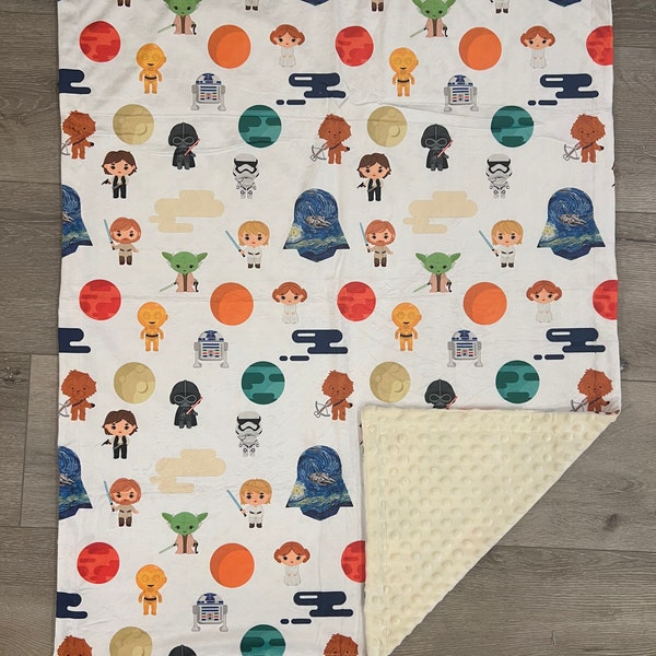 Space Wars Baby blanket | Minky Dot | Baby Gift | Starry Night