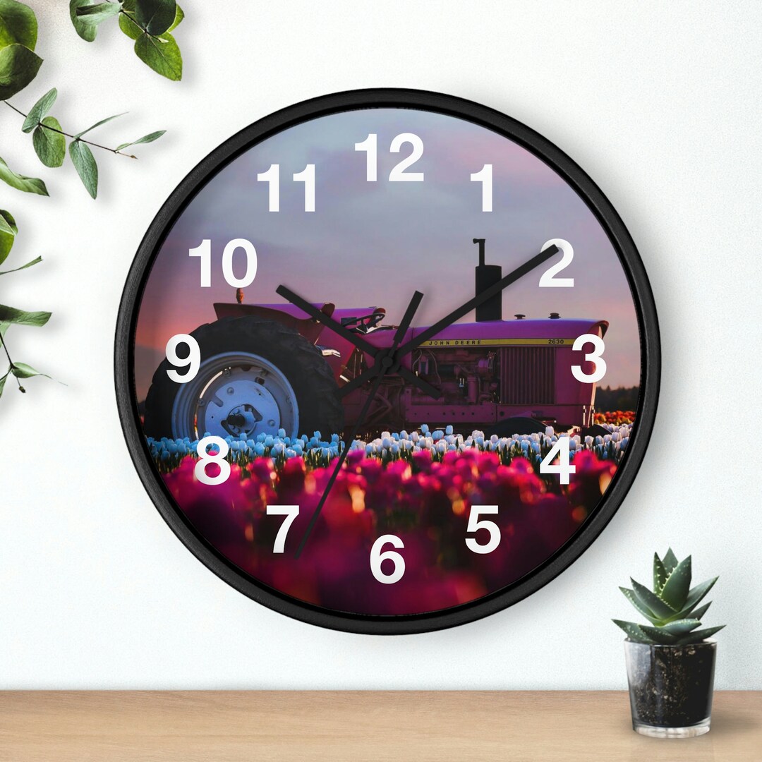 Pink John Deere Tractor Clock Tractor Picture Clock Feminine Etsy