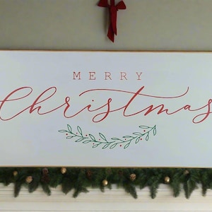 Merry Christmas with foliage Wooden Sign