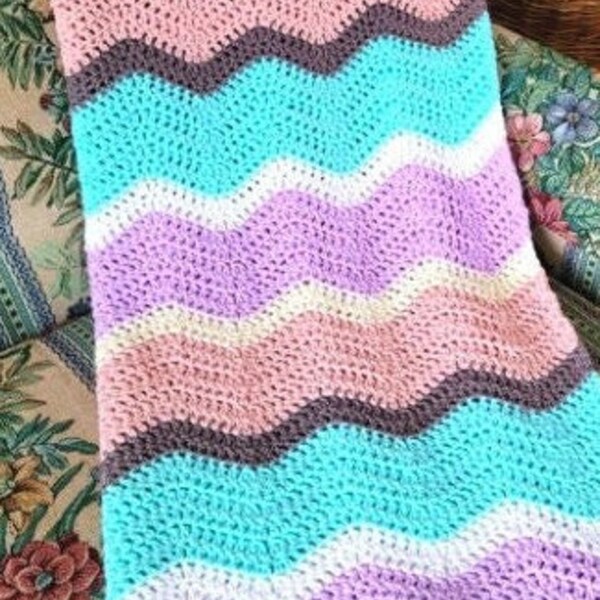 Pink Purple Aqua White Baby Shower Gifts Pregnant Mom, Lilac Soft Cuddle Pastel Premie Baby Blanket Crochet Handmade, Cute Newborn Lovie