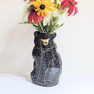 Black Bear Ceramic Vase