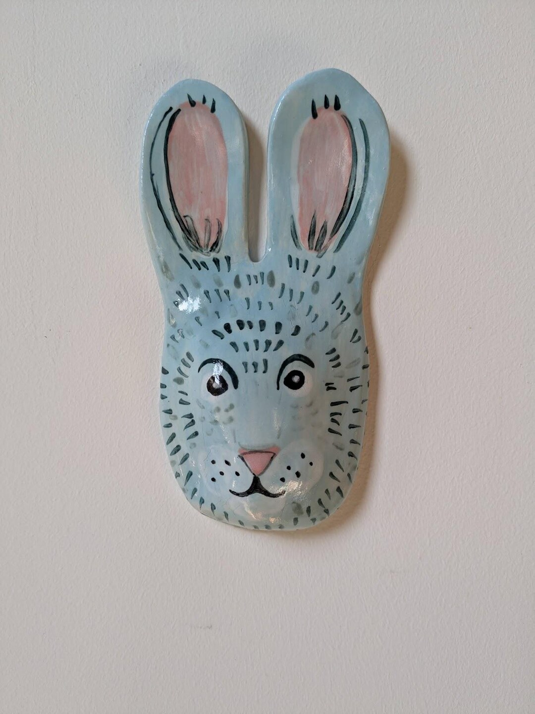Ceramic Wall Sculpture Blue Spring Rabbit - Etsy