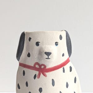 Sweet Spotted Dog Ceramic Vase in Natural