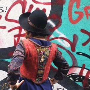 Patchwork Khadi Cotton Vest: Handstitched Boho Festival Outfit (XS-S)