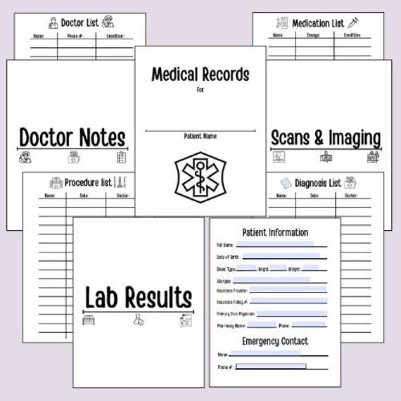 Chronic Illness Planner Medical Binder Fillable PDF Health Organizer Easy Simple Instant Digital Download